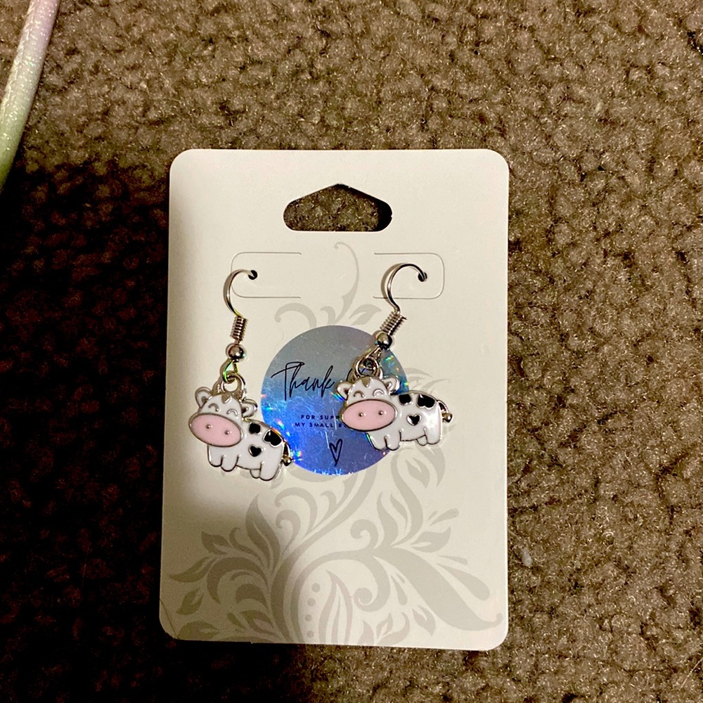 Cow fishhook earrings